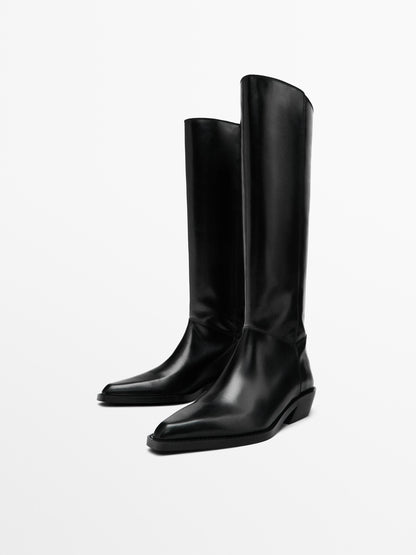 Leather cowboy boots