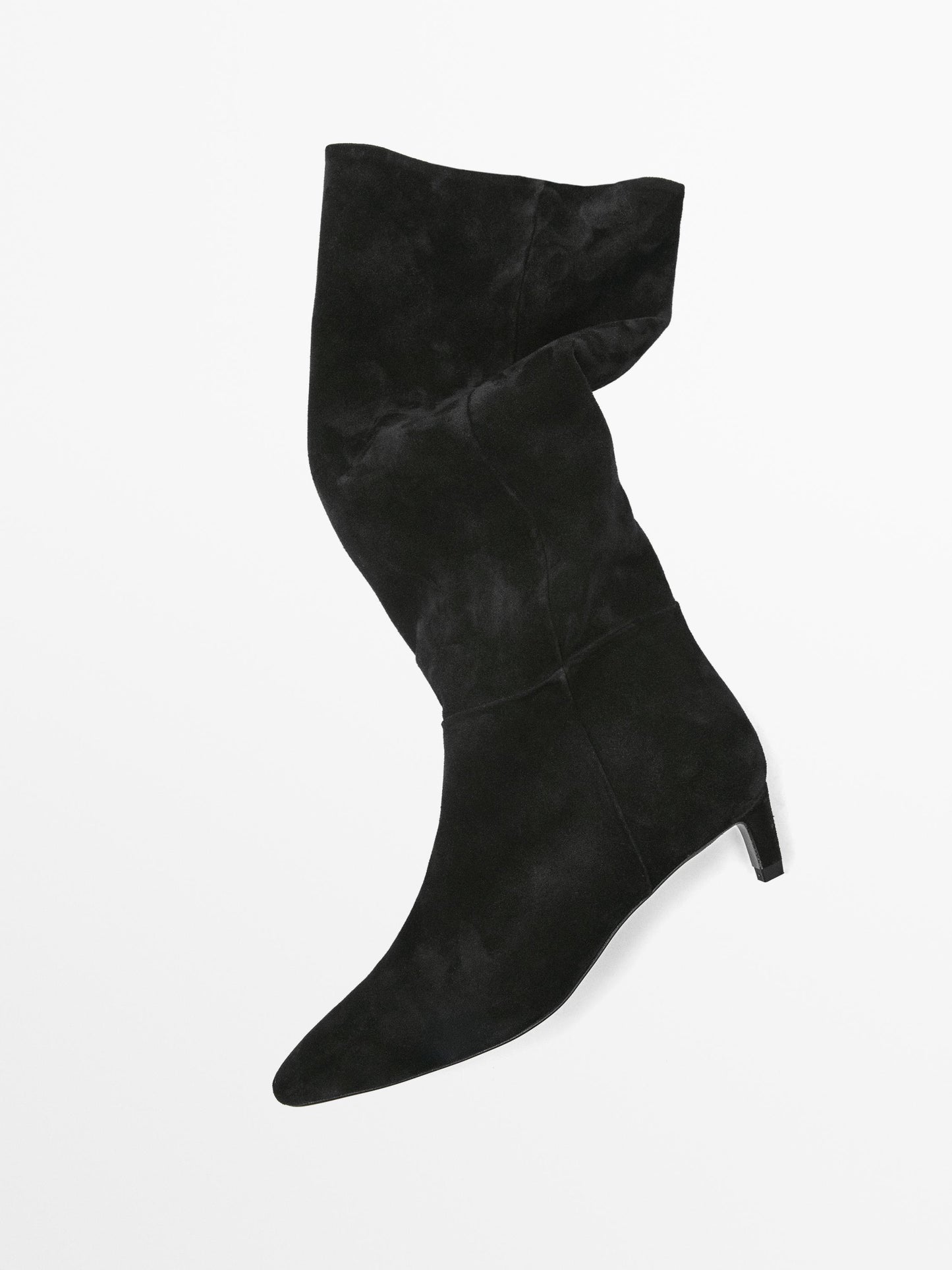 Split leather heeled boots