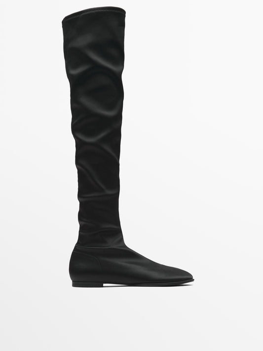 Flat satin boots