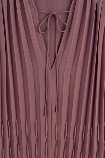 Tie-front pleated georgette blouse