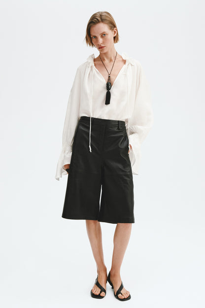 Oversized linen-blend shirt