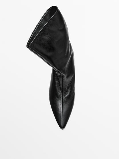 Leather high heel ankle boots