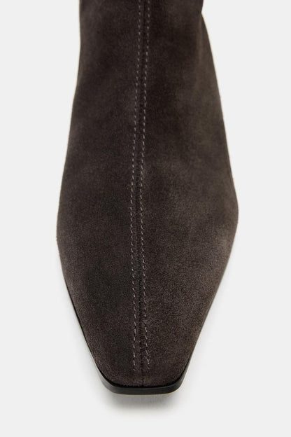 Split Suede Kitten Heel Ankle Boots