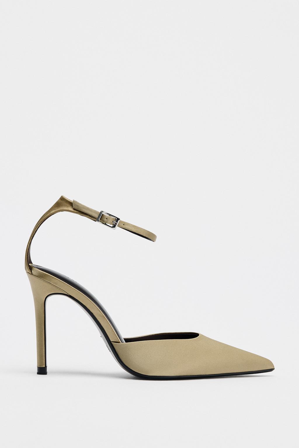 Satin High-Heel Shoes with Strap