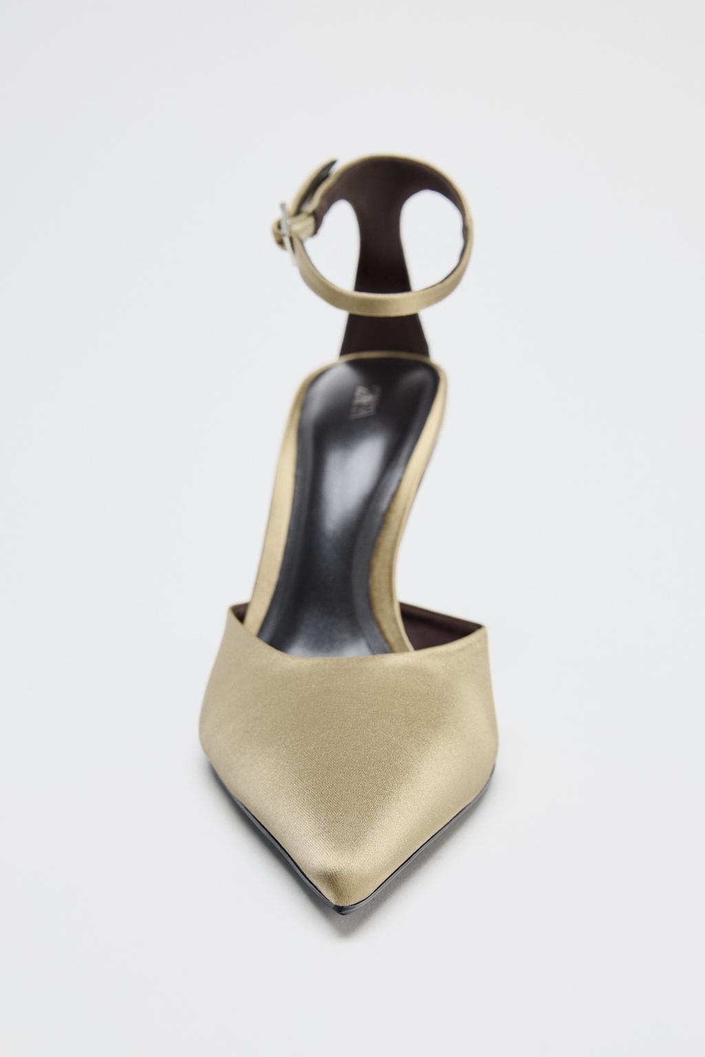 Satin High-Heel Shoes with Strap