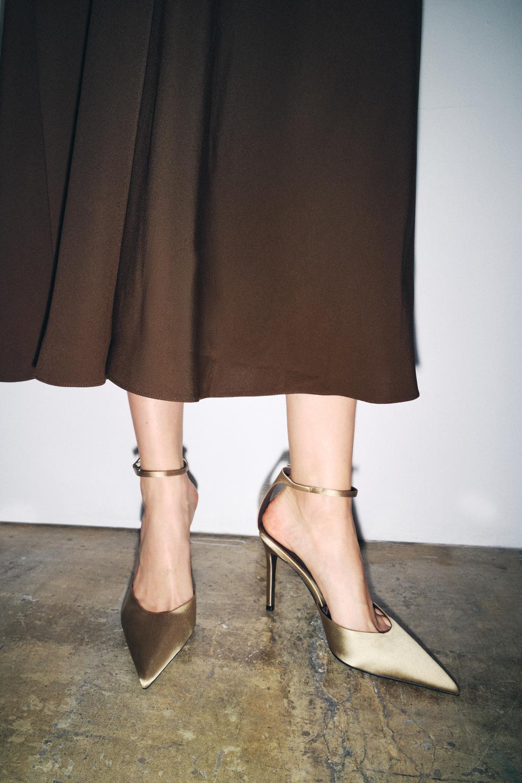 Satin High-Heel Shoes with Strap