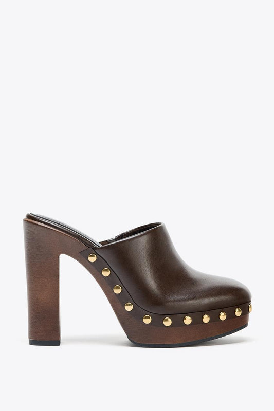 Studded High Heel Clogs