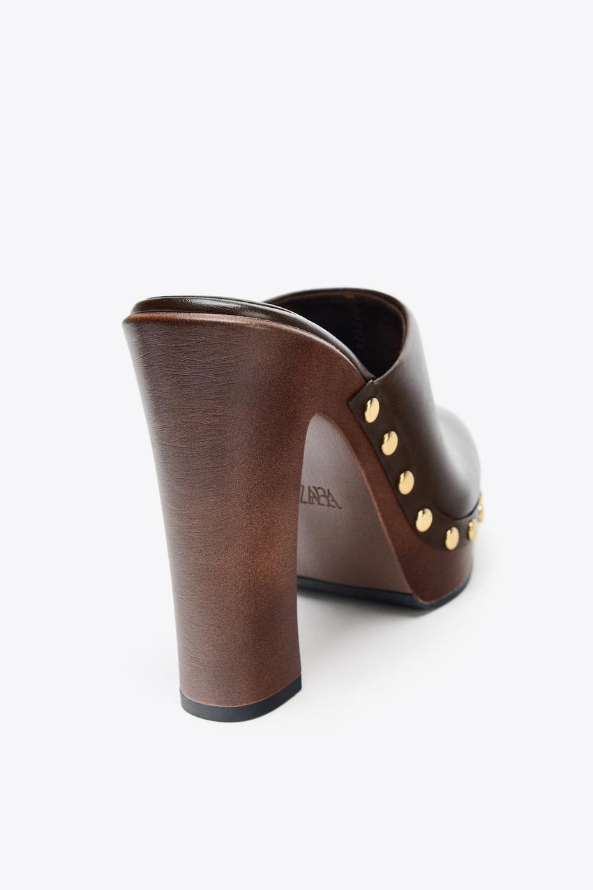 Studded High Heel Clogs