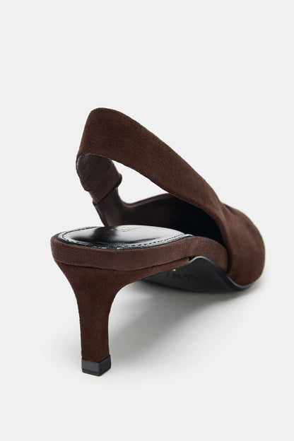 Suede Kitten Heel Slingback Shoes