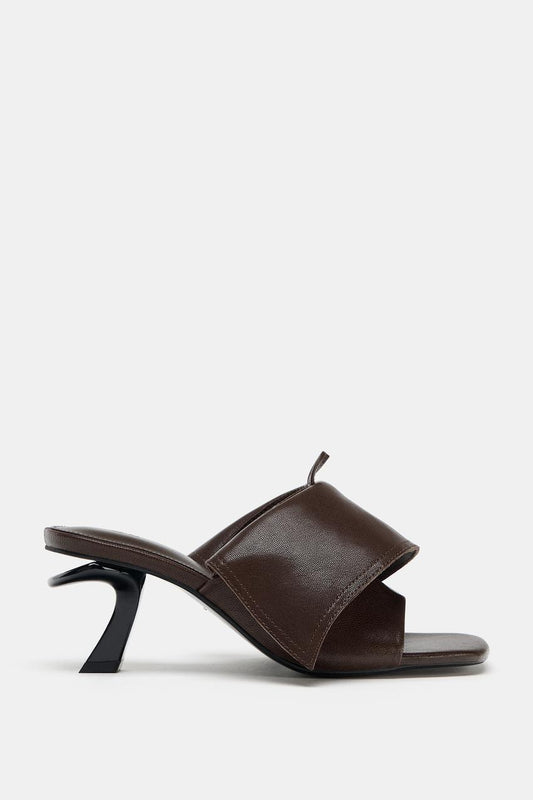 Leather Kitten-Heel Sandals