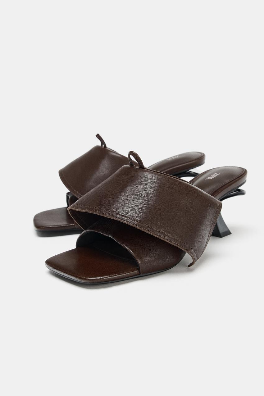 Leather Kitten-Heel Sandals