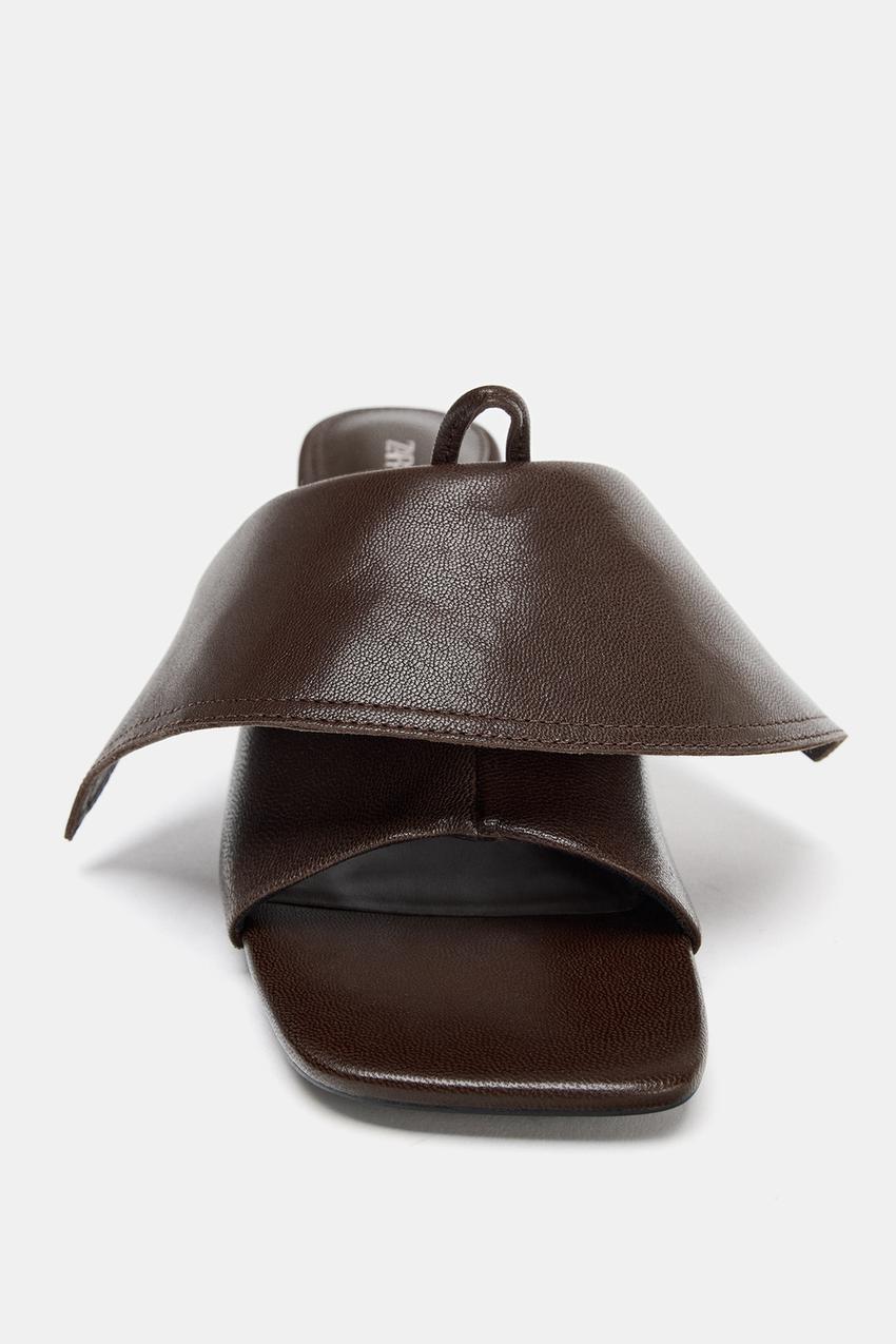 Leather Kitten-Heel Sandals