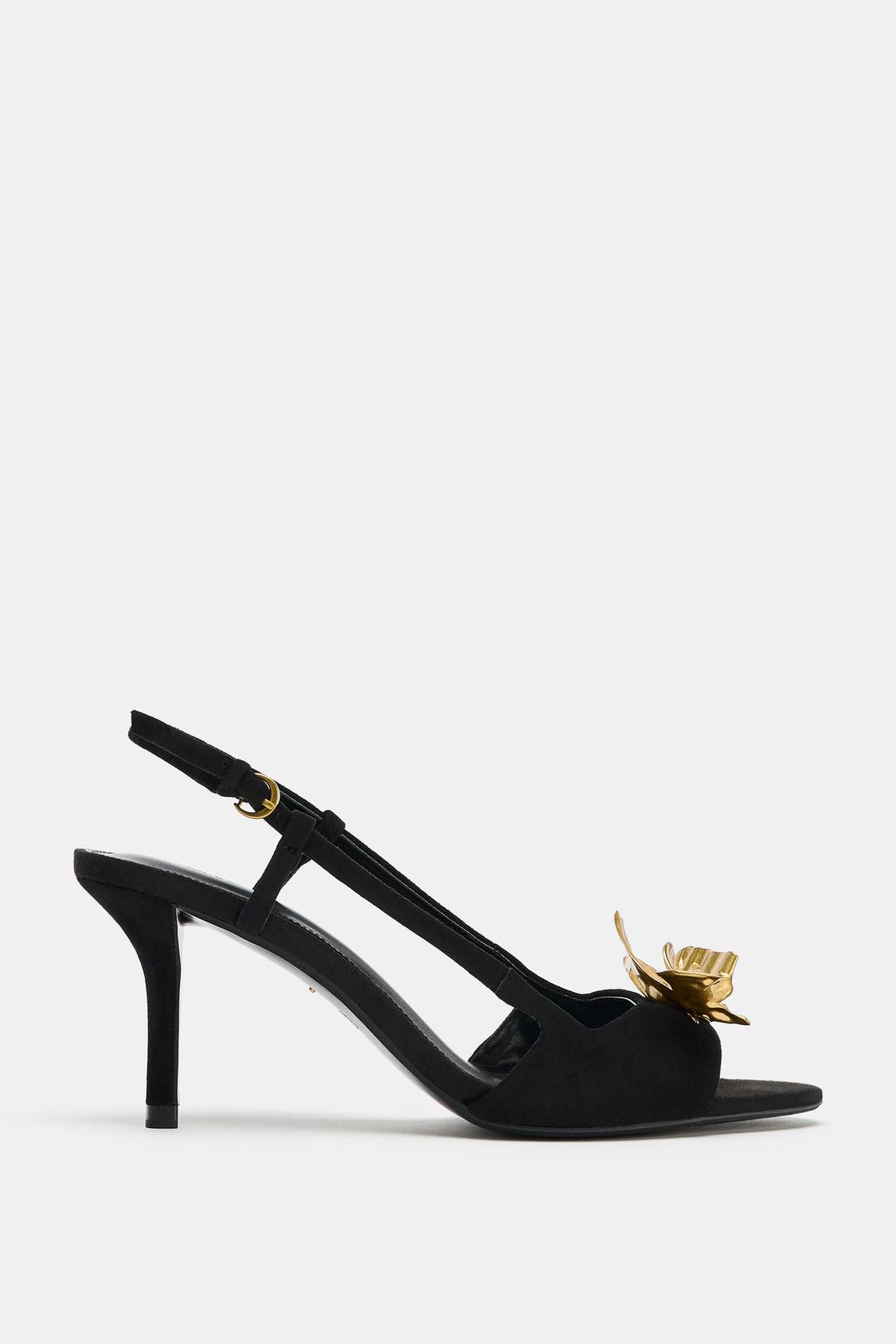 Leather Slingback Sandals With Appliqué