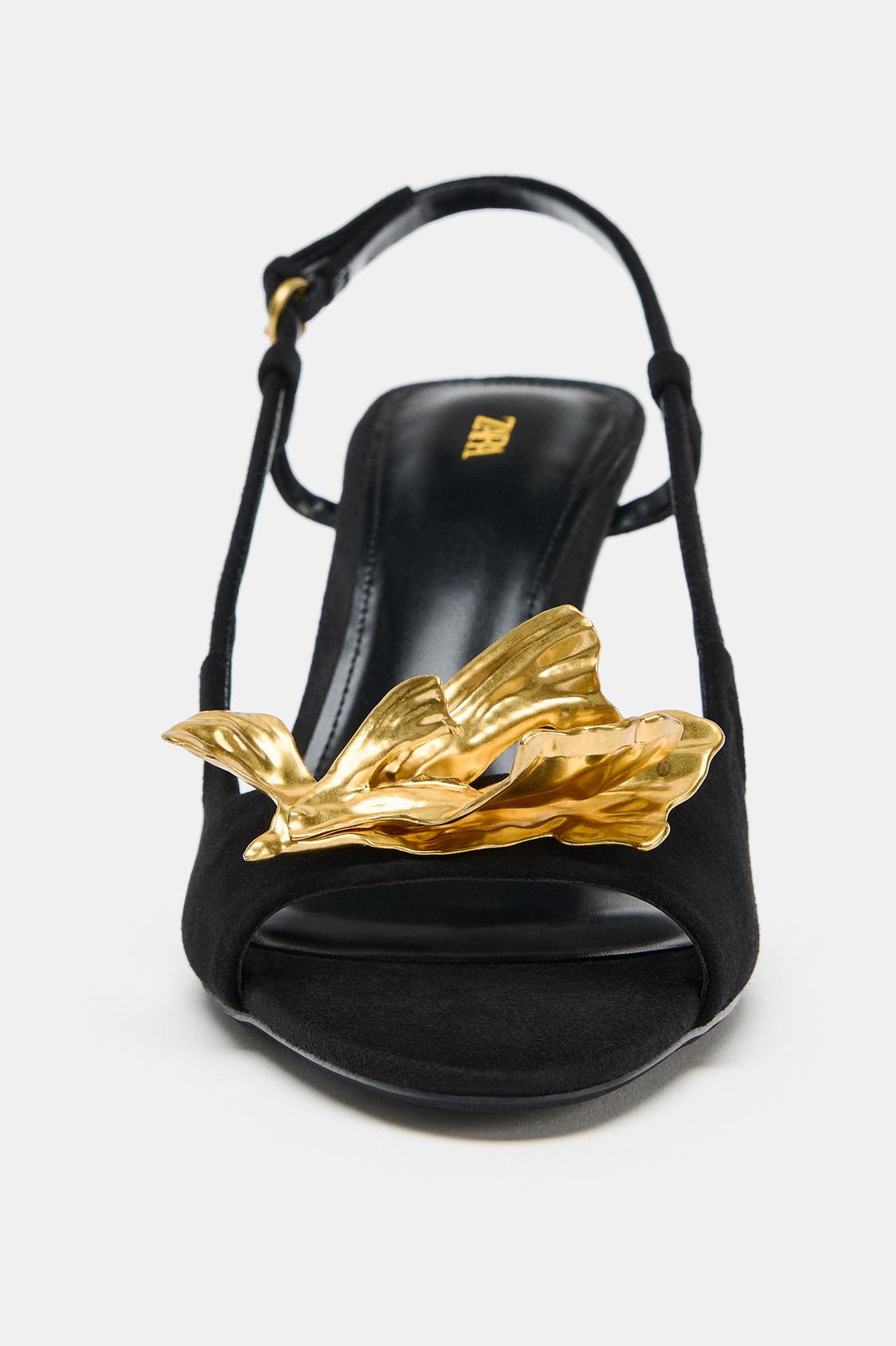 Leather Slingback Sandals With Appliqué