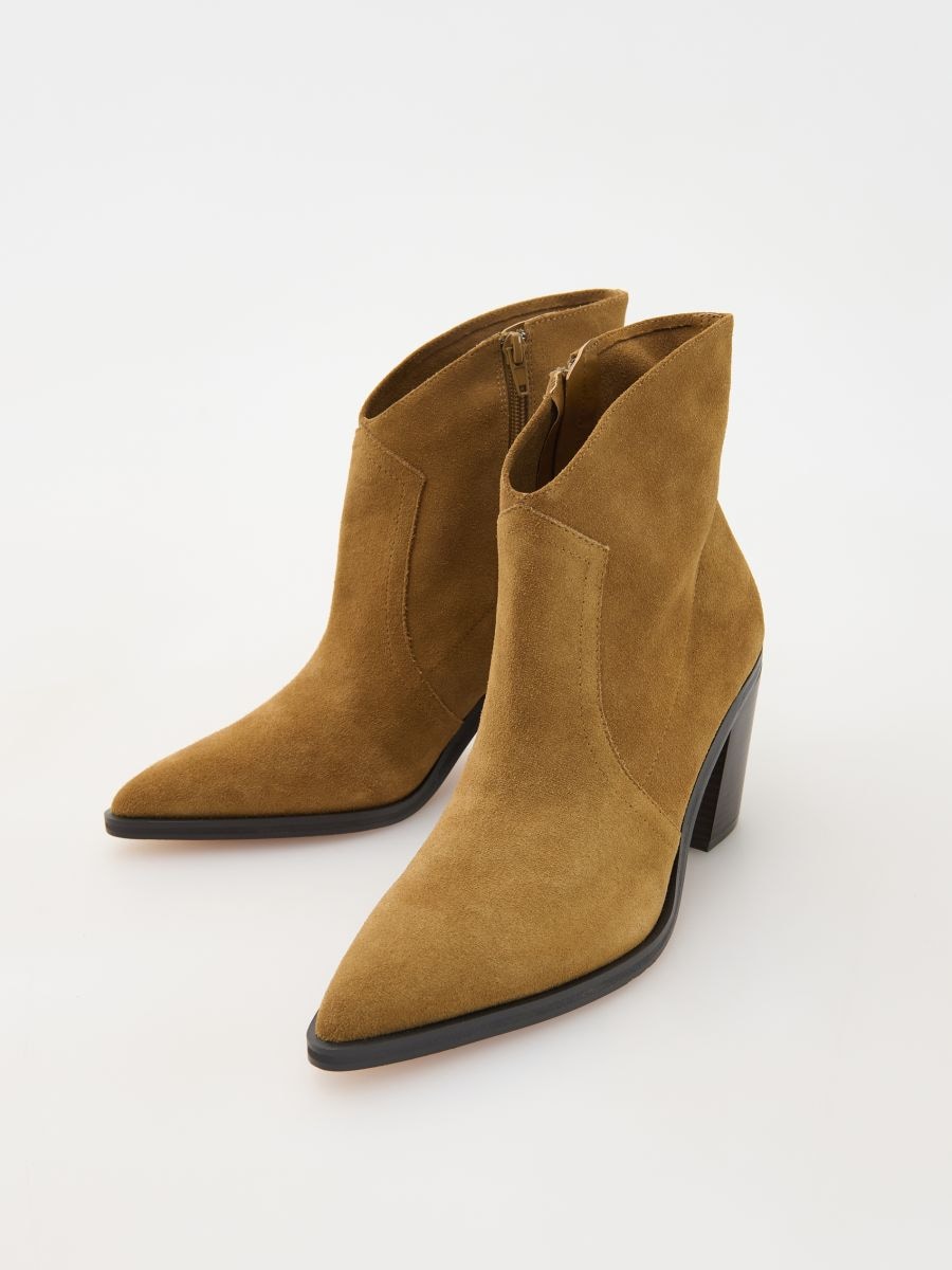 Suede heeled ankle boots