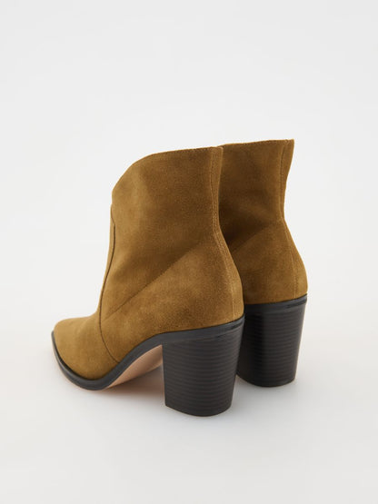 Suede heeled ankle boots