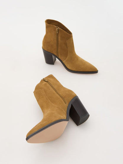 Suede heeled ankle boots