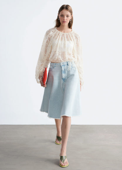 Gathered Lace Blouse - White - Blouses - & Other Stories GB