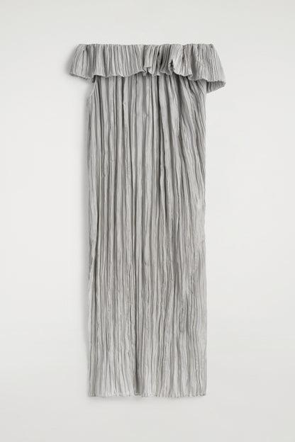 Asymmetric Pleated Silk Gown