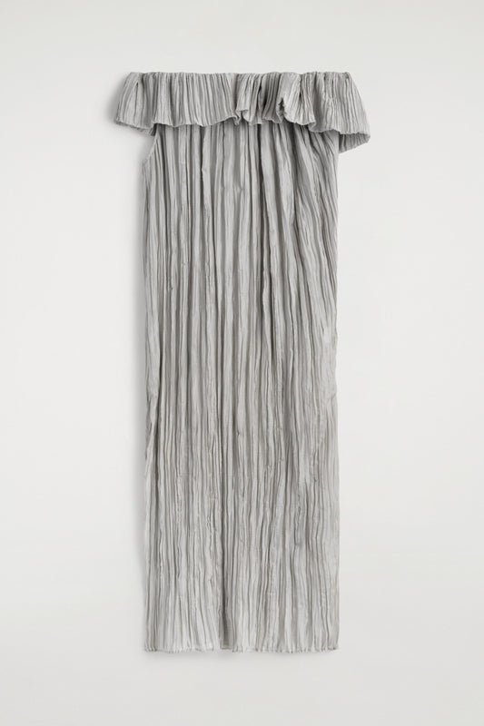 Asymmetric Pleated Silk Gown