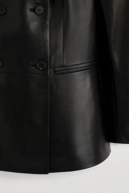 Leather Double-Breasted Blazer