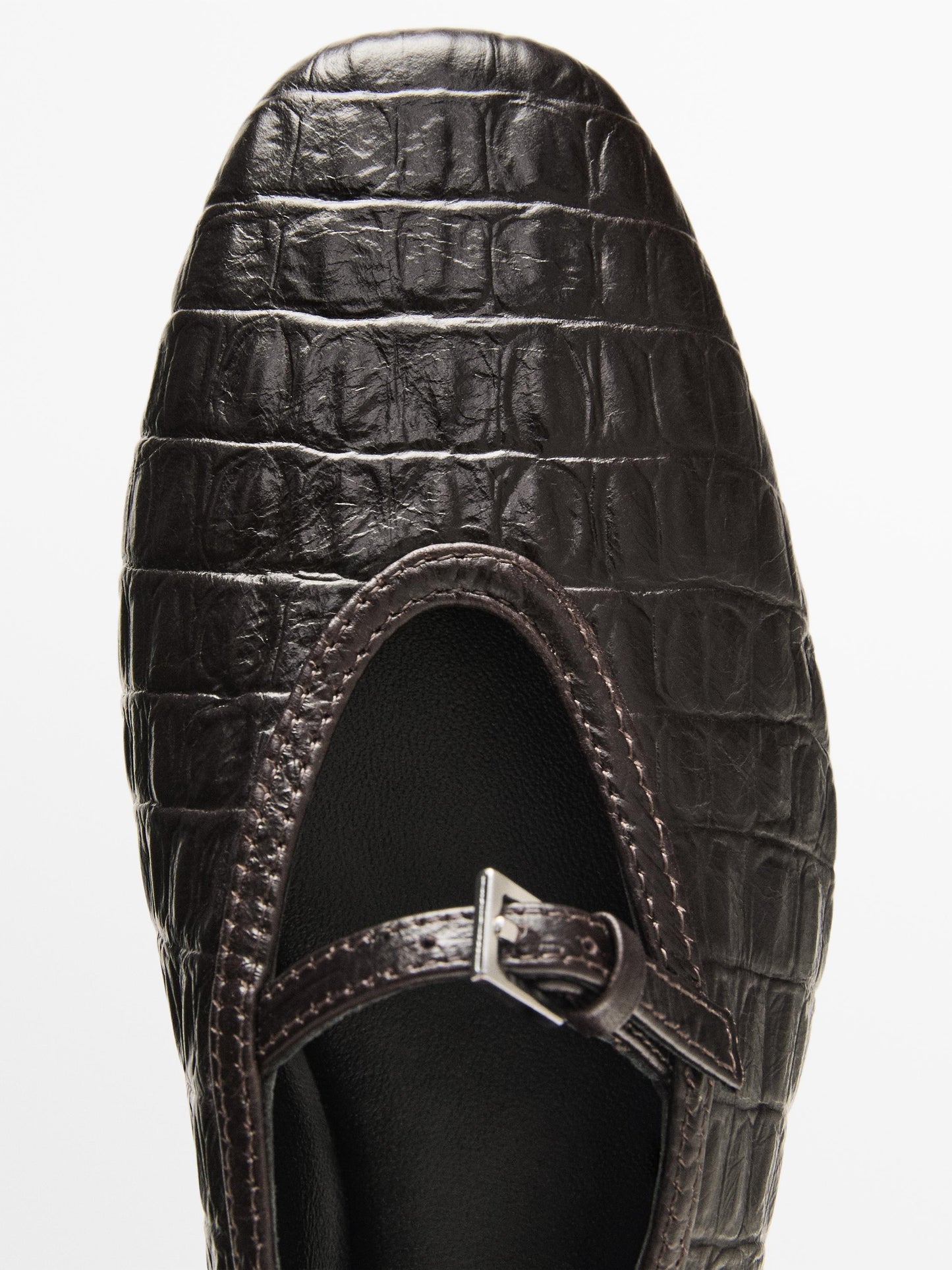 Soft mock croc leather ballet flats