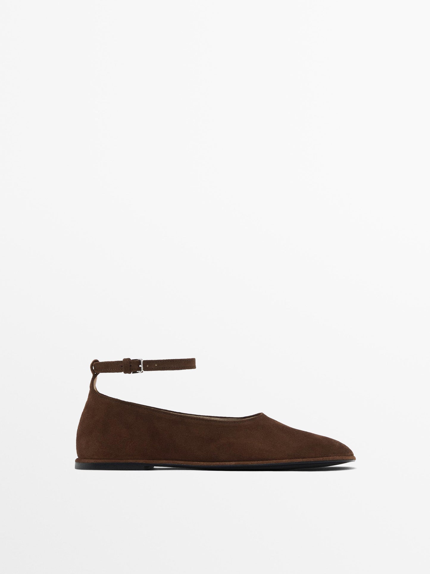 Ballet flats with buckled ankle strap · Brown · Flat Shoes | Massimo Dutti