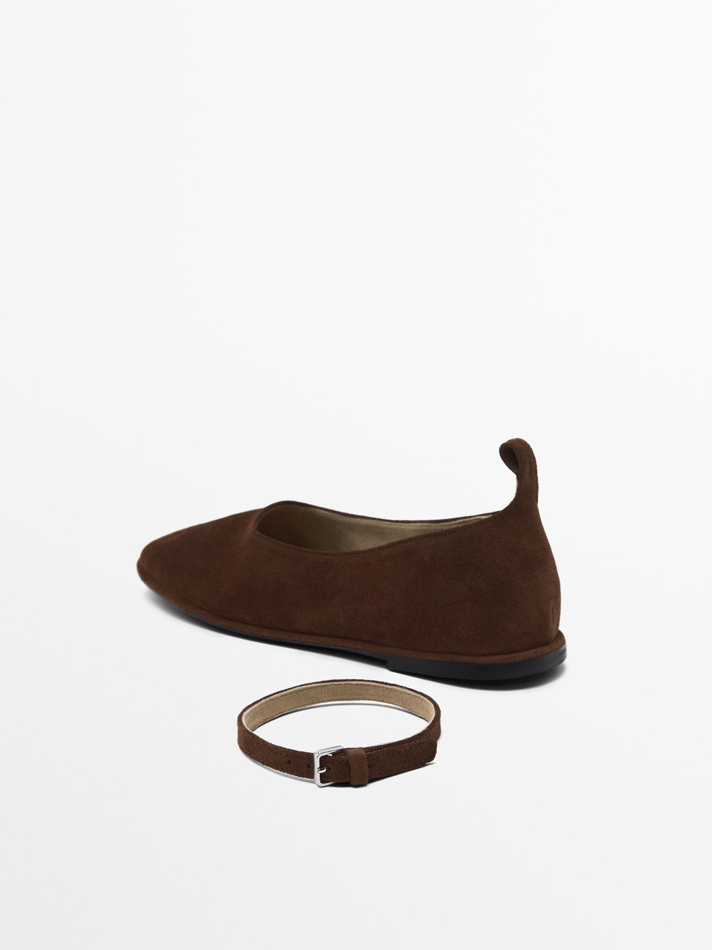 Ballet flats with buckled ankle strap · Brown · Flat Shoes | Massimo Dutti