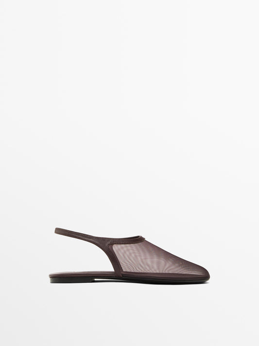 Mesh slingback ballet flats
