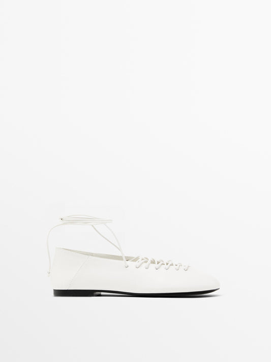 Lace-up ballet flats
