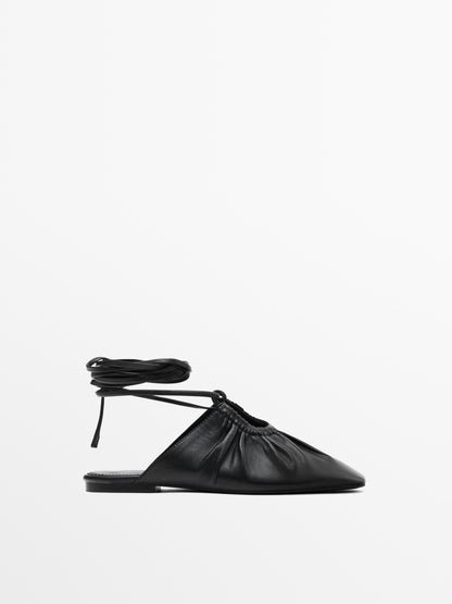 Tied nappa ballet flats