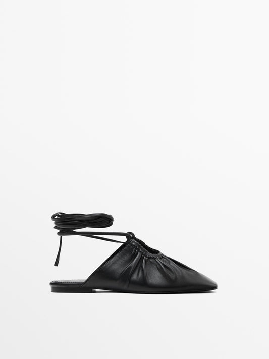 Tied nappa ballet flats