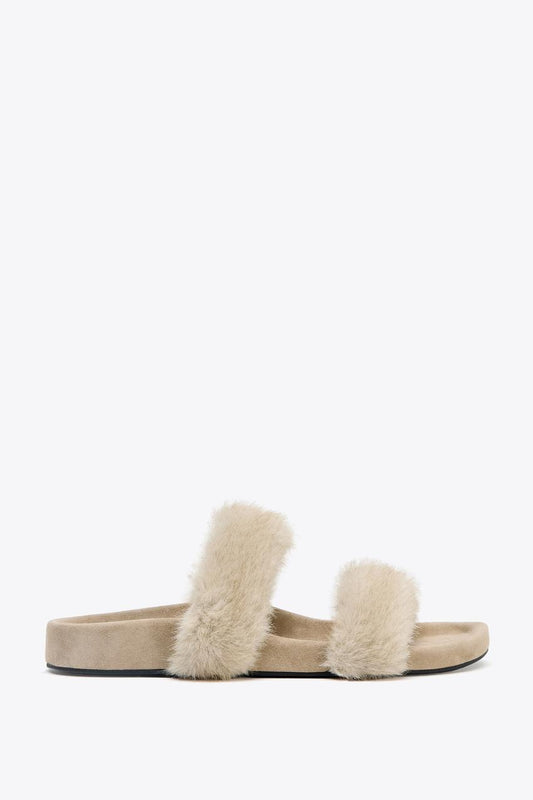Flat Sandals with Sheepskin Effect