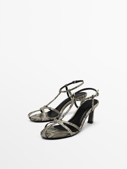 Printed heeled sandals