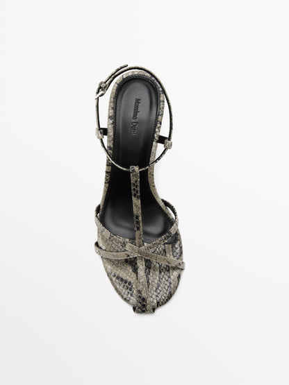 Printed heeled sandals