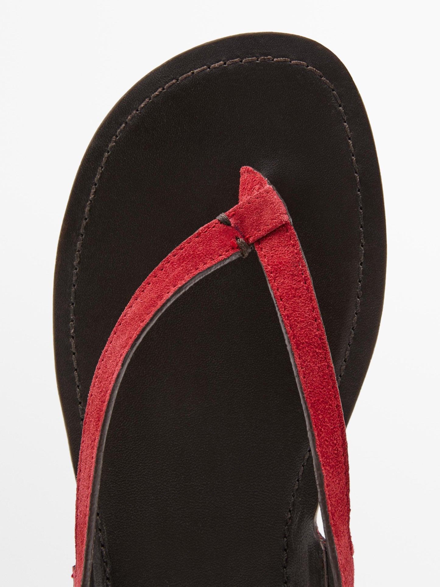 Split suede flat sandals