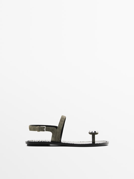 Sandals with metal toe detail