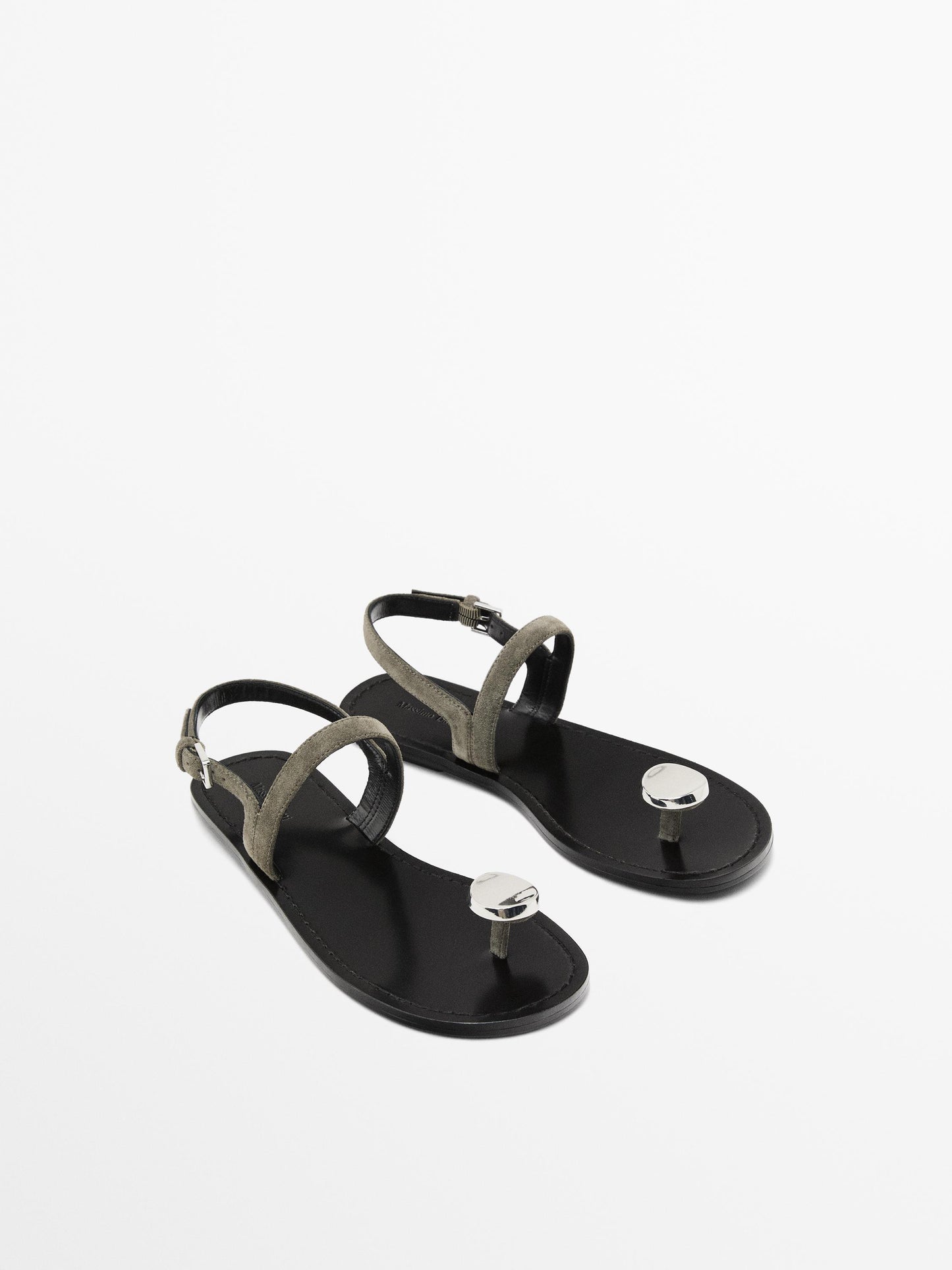 Sandals with metal toe detail