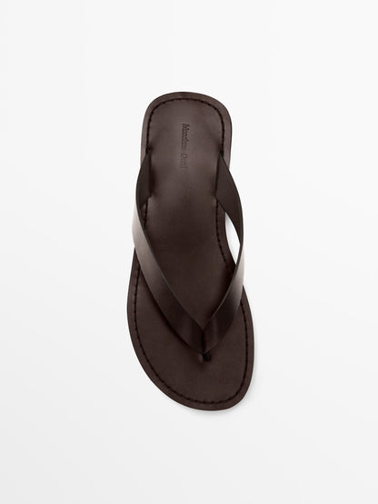 Flat leather sandals