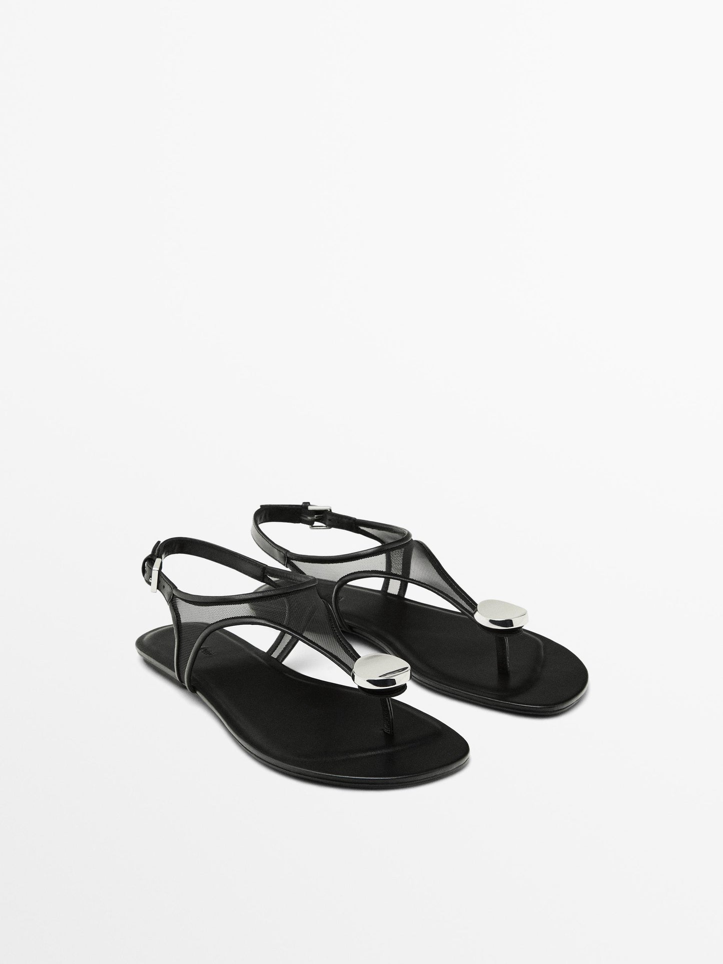 Mesh sandals with rhinestone detail