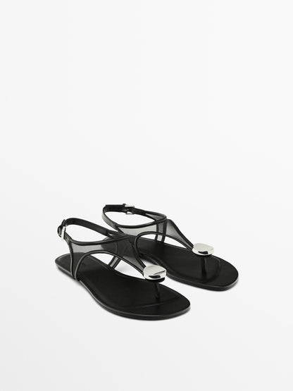 Mesh sandals with rhinestone detail