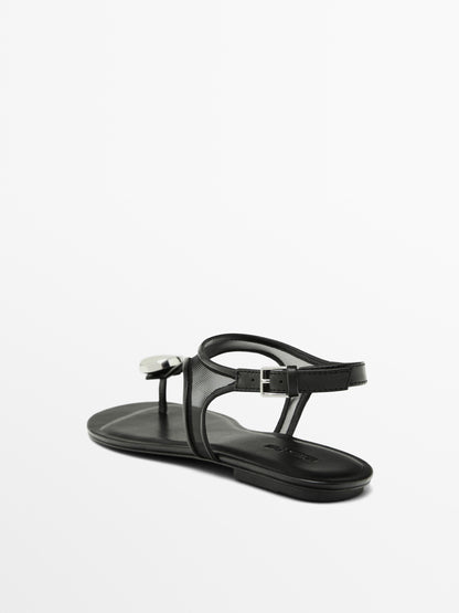 Mesh sandals with rhinestone detail