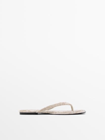 Velvet flat slider sandals