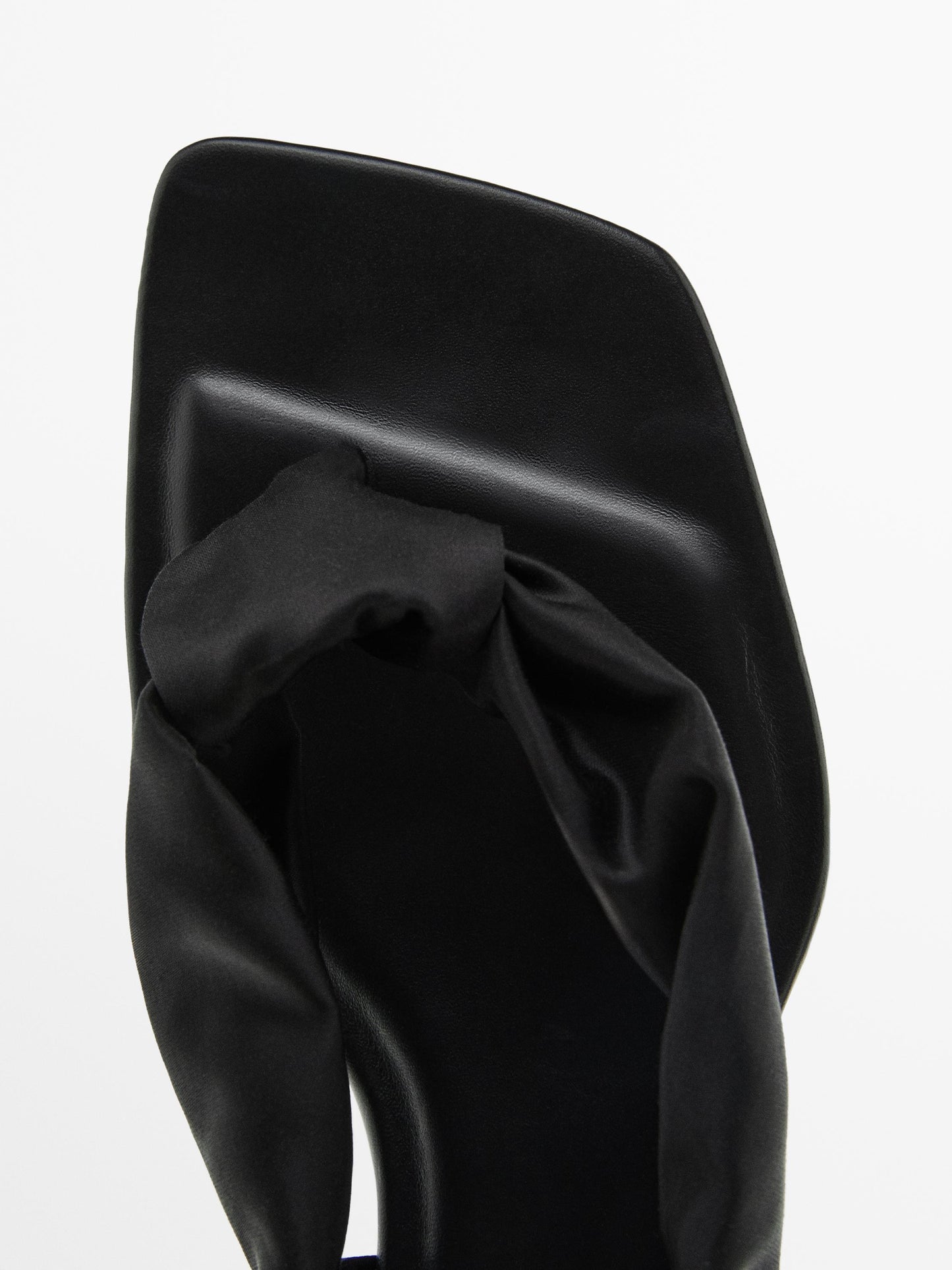 Flat satin sandals with tie detail