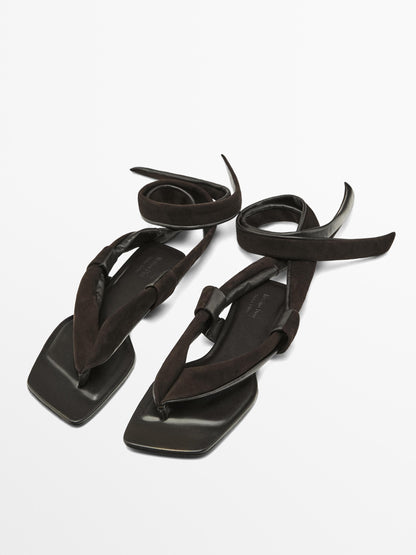 Flat suede sandals