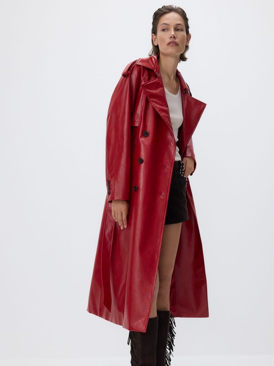 Leather imitation trench coat