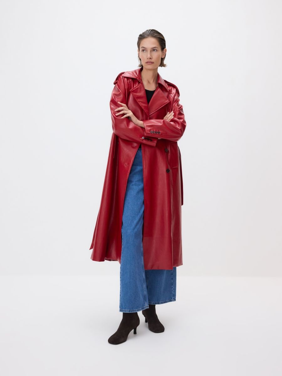 Leather imitation trench coat
