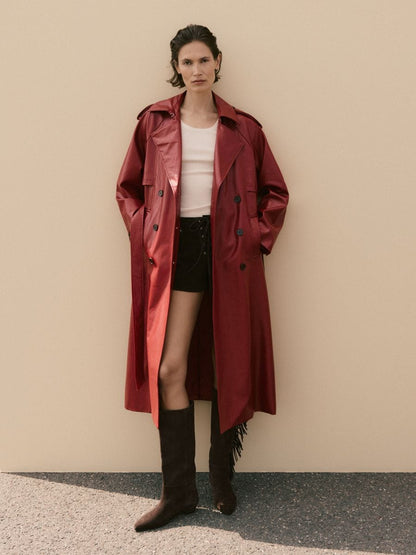 Leather imitation trench coat