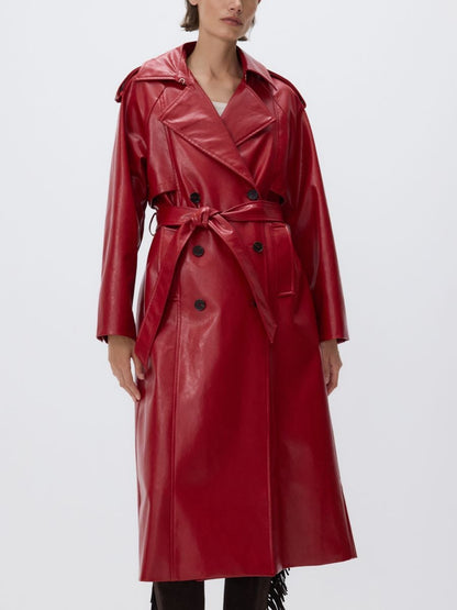 Leather imitation trench coat