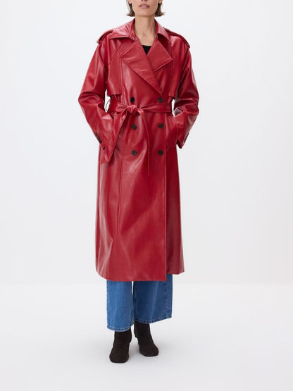 Leather imitation trench coat